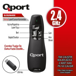 QPORT (Q-SUN400) 2.4GHz KIRMIZI LAZERLI SUNUM KUMANDASI SIYAH QPORT (Q-SUN400) 2.4GHz KIRMIZI LAZERLI SUNUM KUMANDASI SIYAH