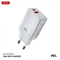 XO CE16 (EU) 45W gallium nitride fast charger(1USB-C 45W+1USB-A 22.5W) XO CE16 (EU) 45W gallium nitride fast charger(1USB-C 45W+1USB-A 22.5W)
