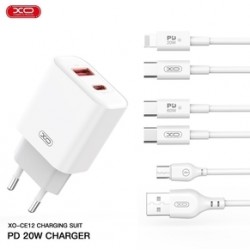 XO CE12 PD 20W Wall Charger + Micro USB Cable White XO CE12 PD 20W Wall Charger + Micro USB Cable White
