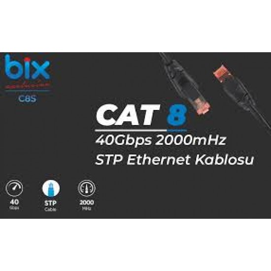 Bix C8S03 CAT8 3 m Patch Kablo Bix C8S03 CAT8 3 m Patch Kablo