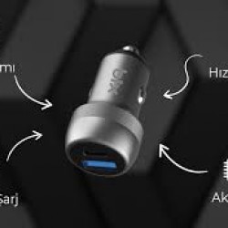  BXAC100W Type-C PD 3.0 Çift Çıkışlı   Hızlı Şarj Cihazı Gri