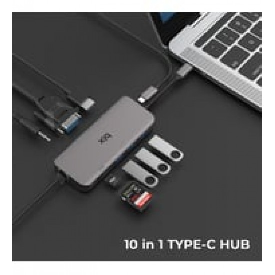 Bix BX11HB 10in1 Type-C Hub 4K@30Hz HDMI - VGA, Aux, PD Şarj, 1Gbps RJ45, 3x USB 3.0, Micro SD / SD Bix BX11HB 10in1 Type-C Hub 4K@30Hz HDMI - VGA, Aux, PD Şarj, 1Gbps RJ45, 3x USB 3.0, Micro SD / SD