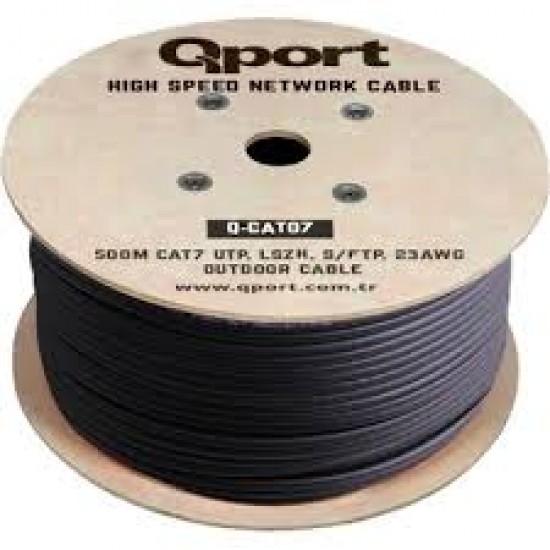 Qport Q-Cato7 S/ftp 500 Metre Cat7 Lsoh 23AWG Bakır Kablo Siyah Qport Q-Cato7 S/ftp 500 Metre Cat7 Lsoh 23AWG Bakır Kablo Siyah
