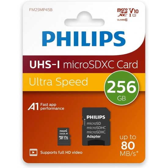 Philips Ultra Speed microSDXC Card 256 GB + SD adaptörü Philips Ultra Speed microSDXC Card 256 GB + SD adaptörü