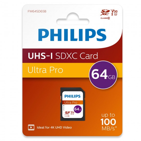 Philips Ultra Pro SDXC Card 64 GB UHS-I U3, 100 MB/ Philips Ultra Pro SDXC Card 64 GB UHS-I U3, 100 MB/