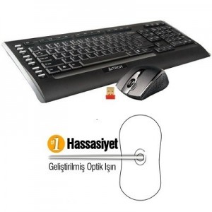 A4-Tech 9300Q Kablosuz TR F VTrack Siyah Klavye Mouse Seti A4-Tech 9300Q Kablosuz TR F VTrack Siyah Klavye Mouse Seti