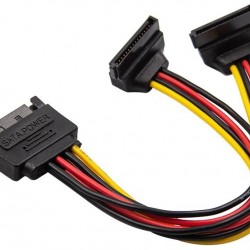 Alfais 4683 Sata 15 Pin Dişi Erkek 2 Port Çoklayıcı Kablo 90 Derece Dirsek Splitter Hdd Kablosu