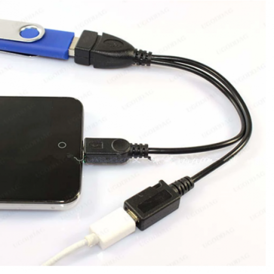 Micro Otg 2 in 1 Micro USB Dağıtıcı Kablo, Micro USB 2.0 Erkek to Micro USB Dişi