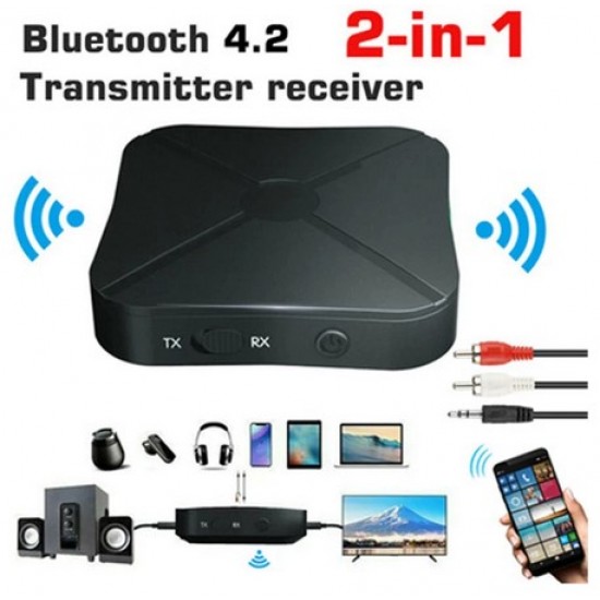 2in1 KN319 Kablosuz Bluetooth Ses Alıcı ve Verici 3.5mm AUX Jack RCA USB Dongle Stereo Adaptörü Araba, TV, PC İçin