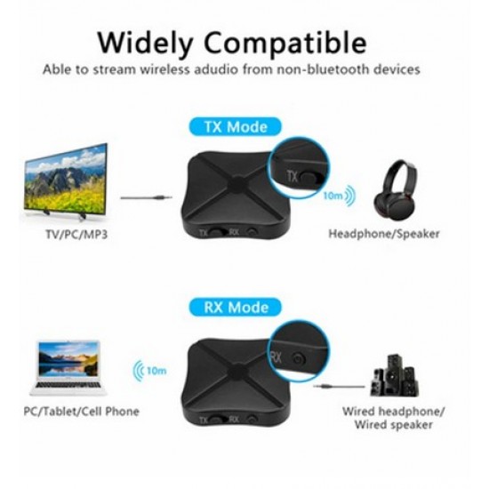 2in1 KN319 Kablosuz Bluetooth Ses Alıcı ve Verici 3.5mm AUX Jack RCA USB Dongle Stereo Adaptörü Araba, TV, PC İçin