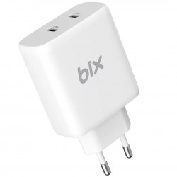Bix 50W PD 2*Type-C Duvar Şarj Cihazı – 2 Bağlantı Noktalı – Beyaz