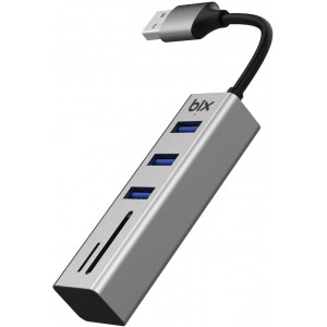 Bix BX04HB USB 3.0 3X Portlu Hub + SD/TF Kart Okuyucu Yuvası  Bix BX04HB USB 3.0 3X Portlu Hub + SD/TF Kart Okuyucu Yuvası