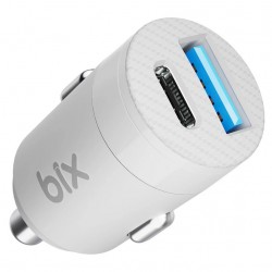 Bix 65W PD Type-C & USB-A Çift Portlu Hızlı Şarj Özellikli Araç İçi Şarj Cihazı – Beyaz