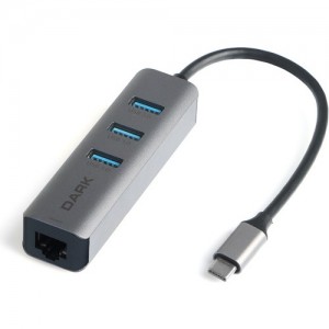 Dark USB3.1 Type C - 3 x USB3.0 HUB ve 1 x Gigabit Ethernet (DK-AC-U31X3GL) Dark USB3.1 Type C - 3 x USB3.0 HUB ve 1 x Gigabit Ethernet (DK-AC-U31X3GL)
