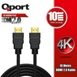QPORT (Q-HDMI102) ALTIN UCLU 10M 4K HDMI2.0 KABLO  QPORT (Q-HDMI102) ALTIN UCLU 10M 4K HDMI2.0 KABLO