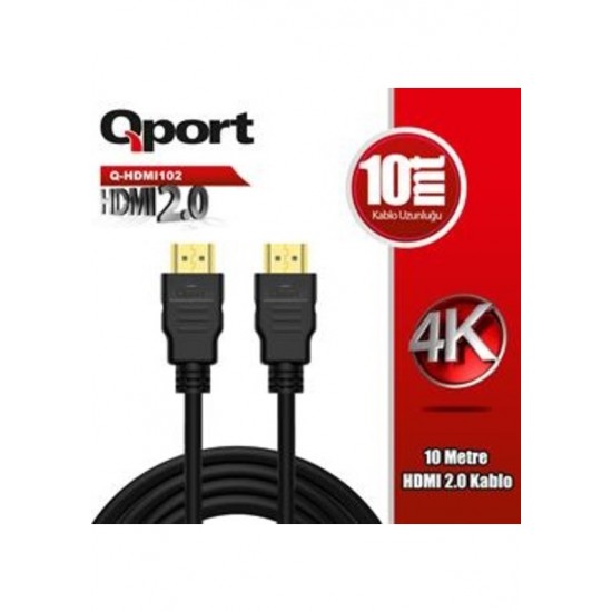 QPORT (Q-HDMI102) ALTIN UCLU 10M 4K HDMI2.0 KABLO 