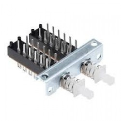 Uxcell 12 Pin 2 Row Interlock Push Button Switch Piano Type Double Throw Metal Black 1pcs