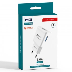 Phixi QCH202 Basic 12V / 3A Qualcomm 3.0 Hızlı Şarj Adaptörü Phixi QCH202 Basic 12V / 3A Qualcomm 3.0 Hızlı Şarj Adaptörü