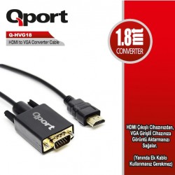 Qport Q-Hvg18 Hdmi To Vga 1 8 Metre Çevirici Kablo Qport Q-Hvg18 Hdmi To Vga 1 8 Metre Çevirici Kablo
