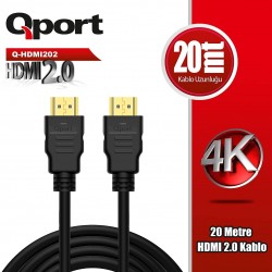 Qport Q-HDMI202 20 mt 2.0 HDMI Kablo Qport Q-HDMI202 20 mt 2.0 HDMI Kablo