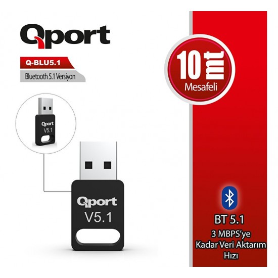 QPORT Q-BLU5.1 BLUETOOTH 5.1 USB ADAPTÖR DONGLE