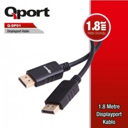 QPORT Q-DP01 DISPLAYPORT KABLO 1.8 METRE QPORT Q-DP01 DISPLAYPORT KABLO 1.8 METRE