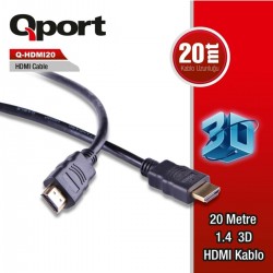 QPORT Q-HDMI20 HDMI 1.4 3D ALTIN UÇLU HDMI KABLO 20 MT QPORT Q-HDMI20 HDMI 1.4 3D ALTIN UÇLU HDMI KABLO 20 MT