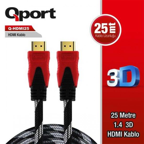 QPORT Q-HDMI25 1.4 3D 25 METRE ALTIN UÇLU KABLO