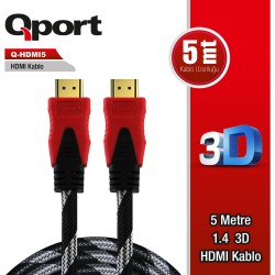 QPORT Q-HDMI5 HDMI TO HDMI 5 METRE ALTIN UÇLU KABLO QPORT Q-HDMI5 HDMI TO HDMI 5 METRE ALTIN UÇLU KABLO