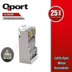 QPORT Q-J625M CAT6 METAL RJ45 KONNEKTÖR 25'Lİ QPORT Q-J625M CAT6 METAL RJ45 KONNEKTÖR 25'Lİ