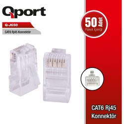 QPORT Q-J650 CAT6 50 Lİ RJ-45 KONNEKTÖR QPORT Q-J650 CAT6 50 Lİ RJ-45 KONNEKTÖR