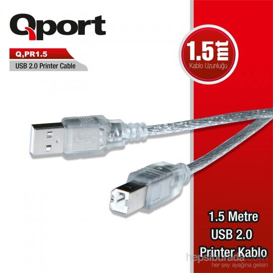 QPORT Q-PR1.5 USB 2.0 PRİNTER KABLOSU 1.5 METRE