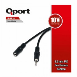 QPORT Q-ST10 3.5" SES - STEREO UZATMA KABLOSU (ERKEK-DİŞİ) 10 METRE  QPORT Q-ST10 3.5" SES - STEREO UZATMA KABLOSU (ERKEK-DİŞİ) 10 METRE