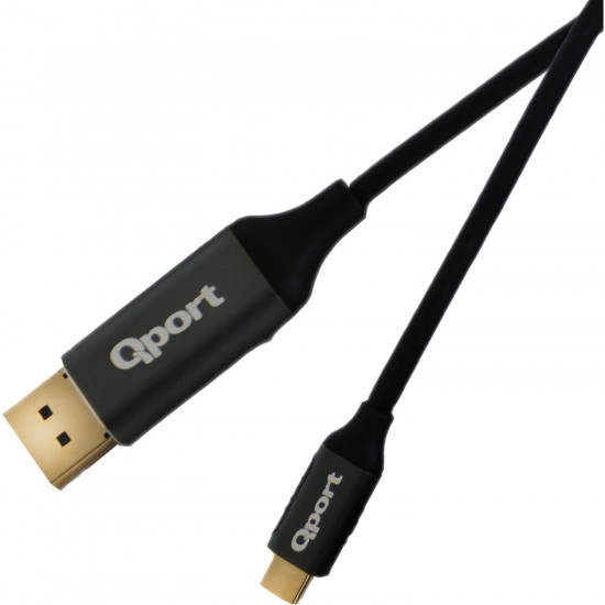 QPORT Q-THD USB 3.1 TYPE-C TO DİSPLAYPORT ÇEVİRİCİ KABLO SİYAH 4K 2 METRE
