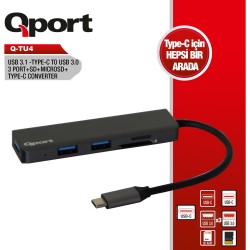 QPORT Q-TU4 USB 3.1 - TYPE-C TO USB 3.0 3PORT+SD+MİCRO SD+TYPE C (F) ÇEVİRİCİ QPORT Q-TU4 USB 3.1 - TYPE-C TO USB 3.0 3PORT+SD+MİCRO SD+TYPE C (F) ÇEVİRİCİ