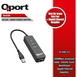 QPORT Q-U3G 3PORT USB 3.0 ÇOKLAYICI & GİGABİT ETHERNET ADAPTÖR QPORT Q-U3G 3PORT USB 3.0 ÇOKLAYICI & GİGABİT ETHERNET ADAPTÖR
