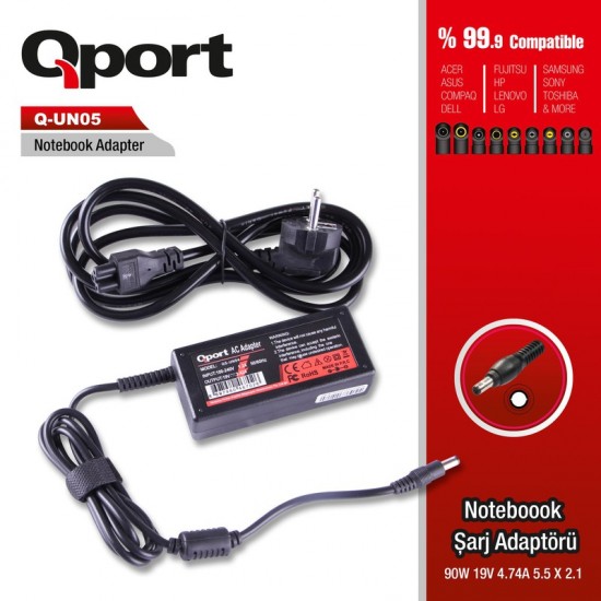 Qport QS-UN05 Universal 90W 19V 4.74A 5.5*2.1 Acer Notebook Standart Adaptor