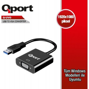 Qport Q-UVG USB 3.0 to VGA Dönüştürücü Qport Q-UVG USB 3.0 to VGA Dönüştürücü