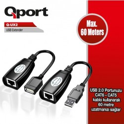 Qport Q-Ux2 60M Usb Extender 2 Li Paket Qport Q-Ux2 60M Usb Extender 2 Li Paket