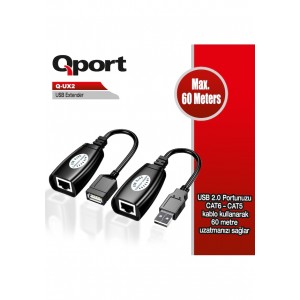 Qport Q-Ux2 60M Usb Extender 2 Li Paket Qport Q-Ux2 60M Usb Extender 2 Li Paket