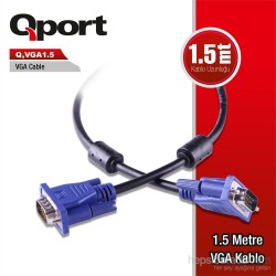 QPORT Q-VGA1.5 15 PİN FİLTRELİ 1.5METRE ERKEK ERKEK MONİTÖR KABLO QPORT Q-VGA1.5 15 PİN FİLTRELİ 1.5METRE ERKEK ERKEK MONİTÖR KABLO