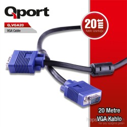 QPORT Q-VGA20 15 PIN FILTRELI VGA KABLO 20MT QPORT Q-VGA20 15 PIN FILTRELI VGA KABLO 20MT