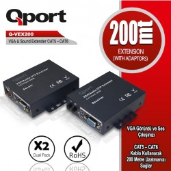 Qport Q-VEx200 200 Metre VGA Extender 2'li Paket Qport Q-VEx200 200 Metre VGA Extender 2'li Paket