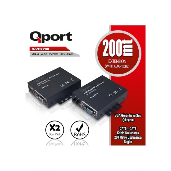 Qport Q-VEx200 200 Metre VGA Extender 2'li Paket