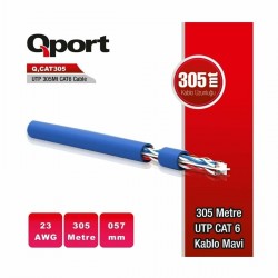 Qport CAT6 305m 23 AWG Mavi Kablo Q-CAT6M  Qport CAT6 305m 23 AWG Mavi Kablo Q-CAT6M