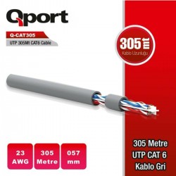 Qport Q-cat6 Cat6 305m Utp 23awg Kablo Gri Qport Q-cat6 Cat6 305m Utp 23awg Kablo Gri