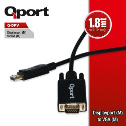 QPORT Q-DPV DISPLAYPORT(M) TO VGA(M) 1.8MT ÇEVİRİCİ KABLO QPORT Q-DPV DISPLAYPORT(M) TO VGA(M) 1.8MT ÇEVİRİCİ KABLO
