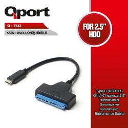 QPORT Q-TU3 TYPE-C TO SATA ÇEVİRİCİ QPORT Q-TU3 TYPE-C TO SATA ÇEVİRİCİ
