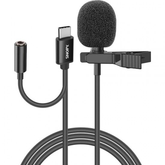 Snopy SN-MTK45 Siyah Type-C Akıllı Telefon, Tik-Tok ve Youtuber Kulaklık Çıkışlı Yaka Mikrofonu