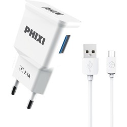 Phixi PCH201M Basic 2.1A Micro USB Şarj Aleti Phixi PCH201M Basic 2.1A Micro USB Şarj Aleti